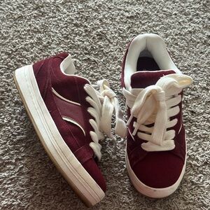 Stradivarius Burgundy and White Sneakers